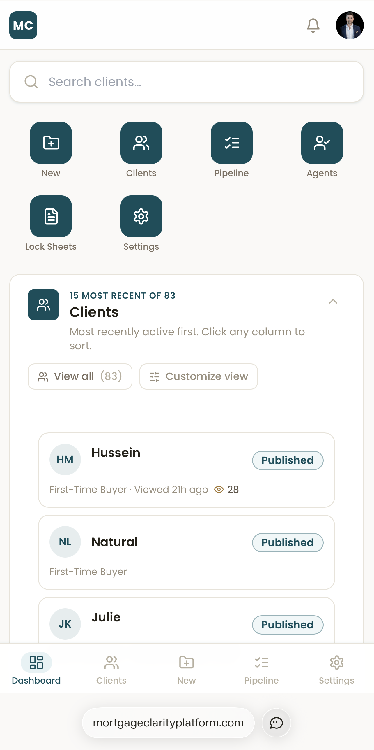 Mobile bottom tab bar and account menu